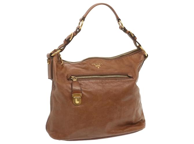 PRADA Shoulder Bag Leather Brown Auth ki4195  ref.1321955