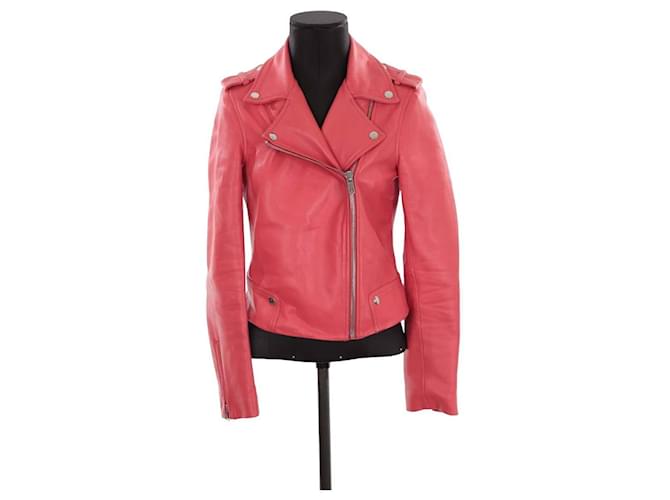Claudie Pierlot Leather coat Red  ref.1321961