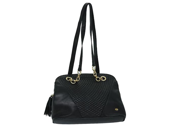 BALLY Quilted Shoulder Bag Leather Black Auth fm3281  ref.1321973