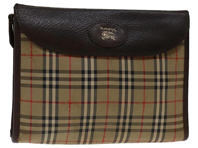 Autre Marque Burberrys Nova Check Clutch Bag Lona Bege Auth bs12774  ref.1322037