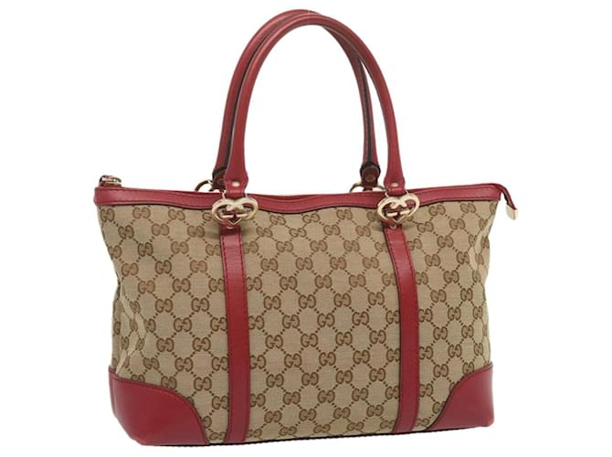 GUCCI GG Canvas Tote Bag Beige Red 257069 auth 69451  ref.1322046