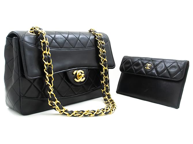 CHANEL Vintage Classic Chain Shoulder Bag Single Flap Quilted Lamb Black Leather  ref.1322069