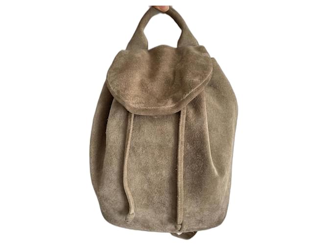 Jil Sander Suede Multi-way Backpack Khaki  ref.1322103