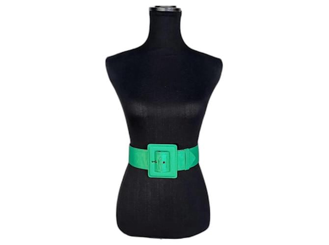 Cinto Yves Saint Laurent vintage para mulheres Verde Couro Algodão  ref.1322127