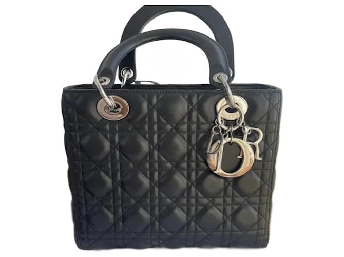 Lady Dior Black Leather  ref.1322129