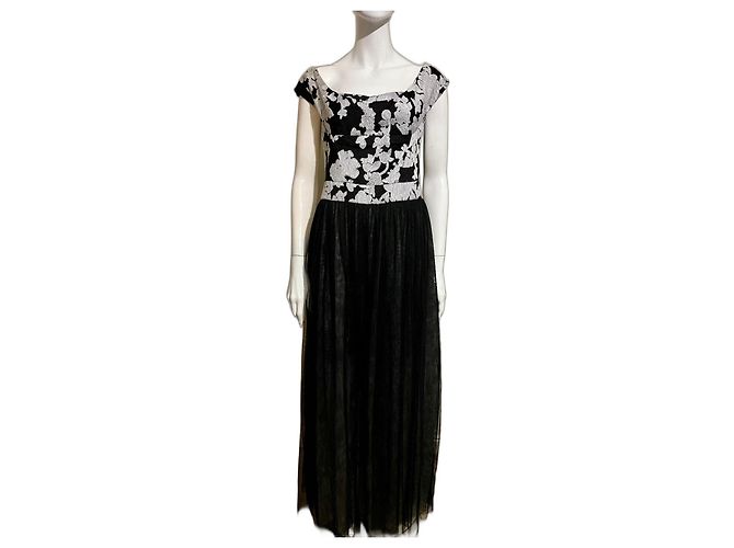 Vera Wang Schwarzes und weißes Abendkleid, Tüllrock