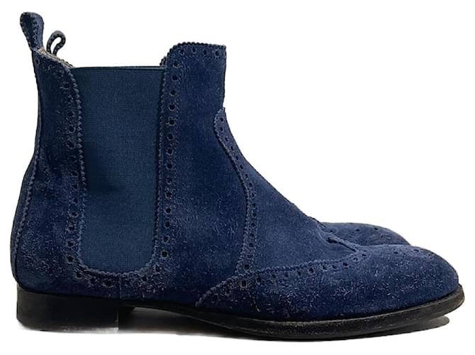 Hermès HERMES  Ankle boots T.eu 36 Suede Blue  ref.1322178