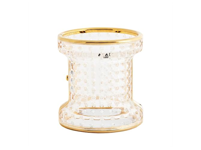 Alaïa Alaia Metal & Perforated Plexiglass Cuff Gold hardware  ref.1322215