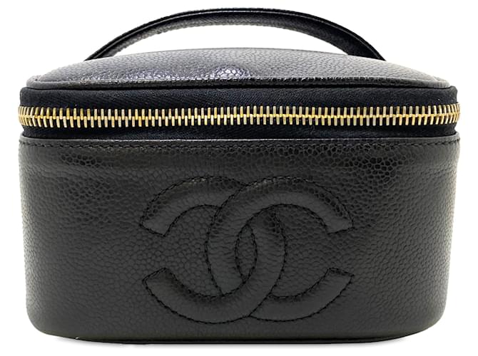 Vanity Beauty Case Chanel CC Caviale Nero Pelle  ref.1322245