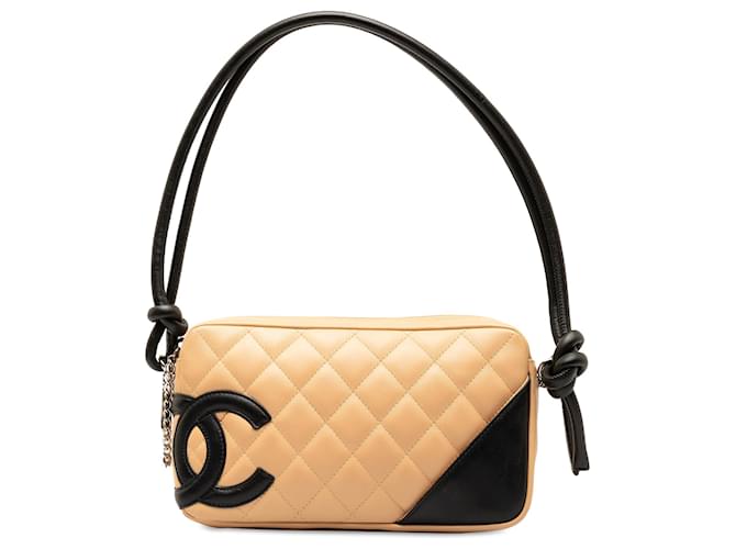 Chanel Brown Cambon Ligne Pochette Beige Leather  ref.1322247