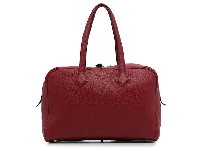 Hermès Hermes Red Clemence Victoria II 35 Leather Pony-style calfskin  ref.1322286