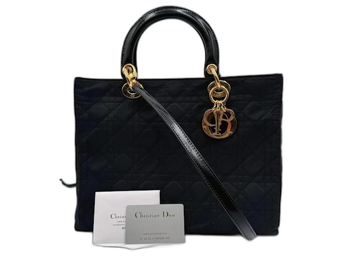 Dior Lady Dior Nylon Tasche mit Crossbody-Schulterriemen Schwarz  ref.1322333