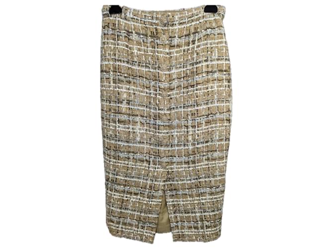 Chanel 6K$ Beige Ribbon Tweed Skirt  ref.1322334