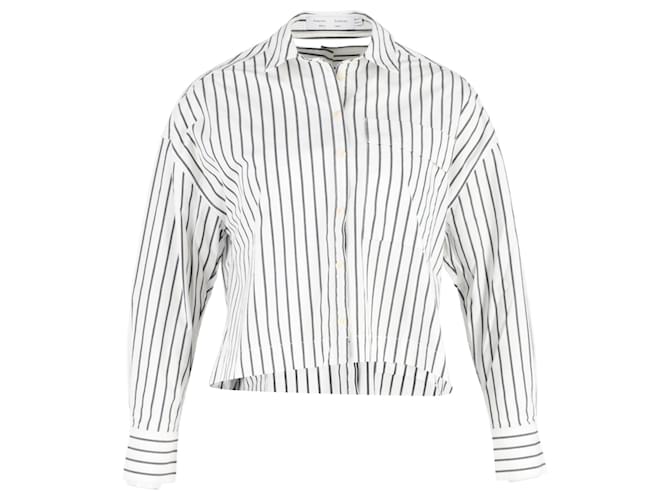 Proenza Schouler Camisa corta de popelina a rayas de algodón blanco White Label  ref.1322342
