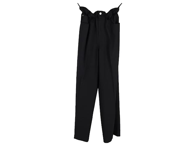 Pantalon droit Miu Miu Paperbag en laine noire  ref.1322353