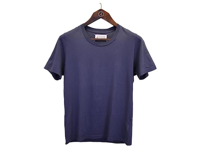 Maison Martin Margiela Camiseta con cuello redondo Maison Margiela en algodón azul marino  ref.1322360