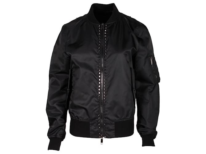 Valentino Garavani Rockstud Bomber Jacket in Black Nylon  ref.1322375