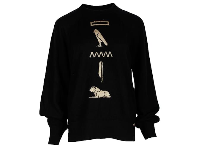 Timeless Chanel Hieroglyphic Sweater in Black Cashmere Wool  ref.1322386