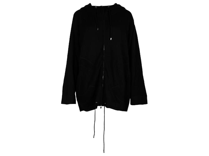 Sweat-shirt CC à capuche zippé Chanel en coton noir  ref.1322390