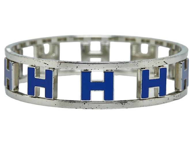 Hermès Bracciale rigido reversibile in metallo Hermes Round H in buone condizioni  ref.1322400