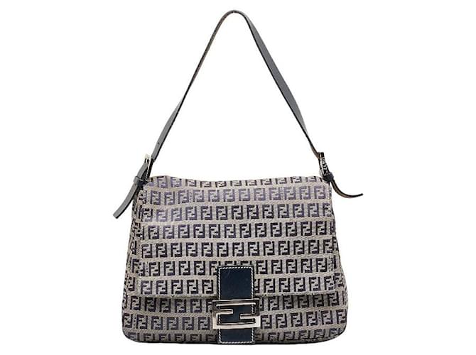 Fendi Canvas Leather Mamma Baguette Handbag in Good Condition Beige Cloth  ref.1322418