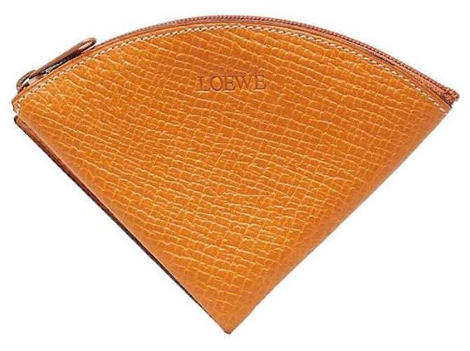 Porta-moedas de couro Loewe com logotipo marrom em muito bom estado  ref.1322426