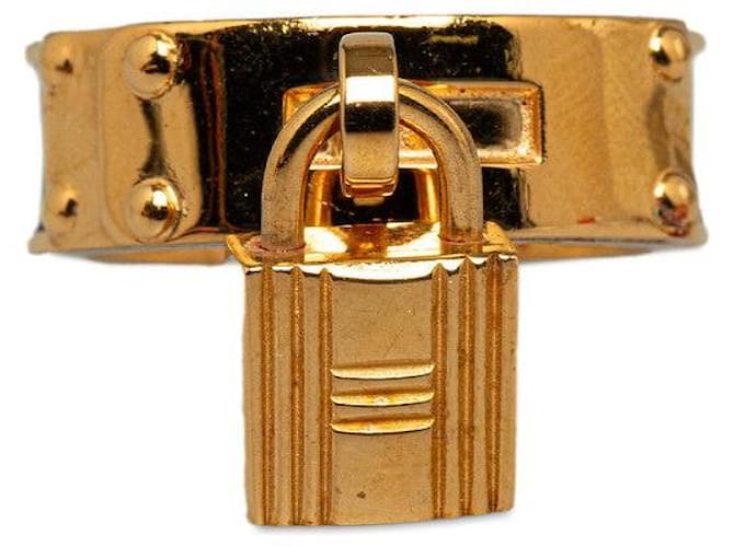 Hermès Hermes Gold grüner Leder-Schalring in sehr gutem Zustand Metall  ref.1322436