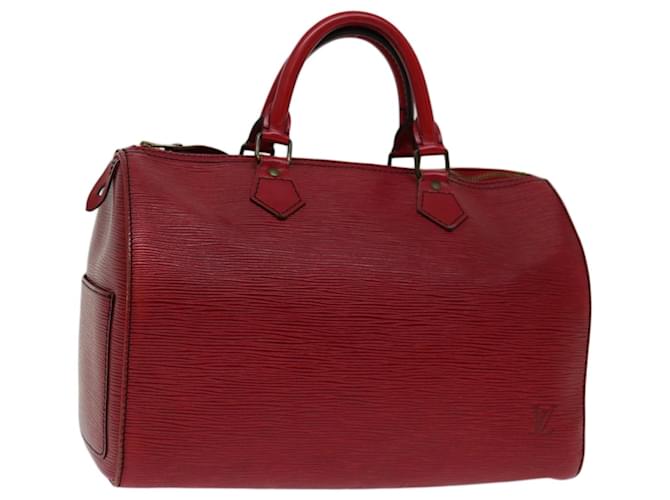 Louis Vuitton Epi Speedy 30 Bolsa de Mão Castelhano Vermelho M43007 Autenticação de LV 69985 Couro  ref.1322591