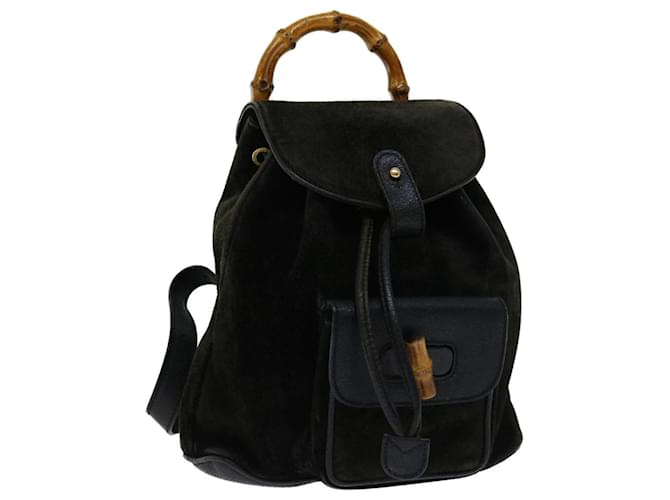 GUCCI Bamboo Backpack Suede Black 003 1956 0030 Auth ep3893  ref.1322631