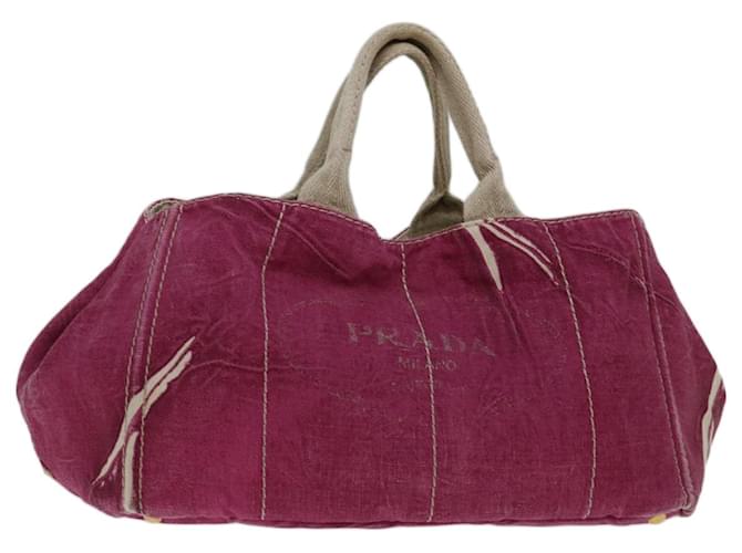PRADA Canapa MM Hand Bag Canvas Pink Auth ep3707 Cloth  ref.1322634
