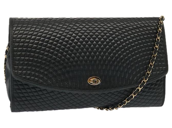 BALLY Quilted Chain Shoulder Bag Leather Black Auth mr016  ref.1322652