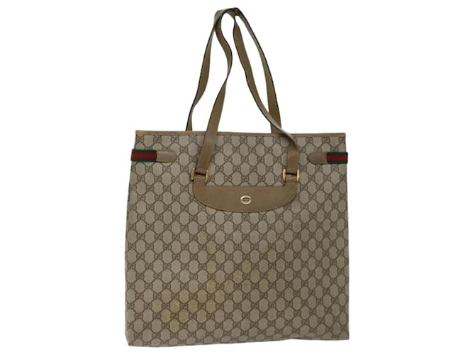 Sac cabas GUCCI GG Supreme Web Sherry Line PVC Beige Rouge 39 02 091 auth 69959  ref.1322669
