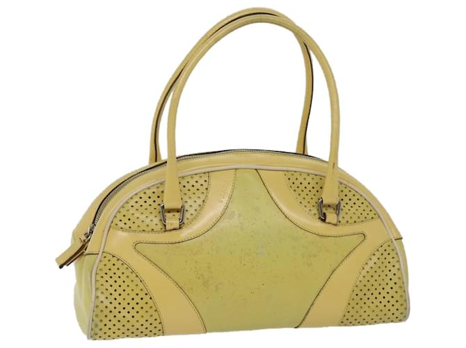 PRADA Hand Bag Leather Yellow Auth bs13198  ref.1322718