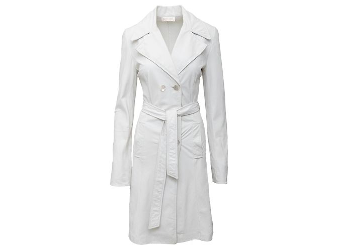 Roberto Cavalli Long Leather Jacket White
