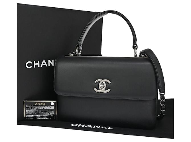 Logotipo de Chanel CC Negro Cuero  ref.1322849