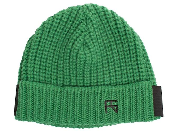 Raf Simons, Logo knitted beanie Green Wool  ref.1322968
