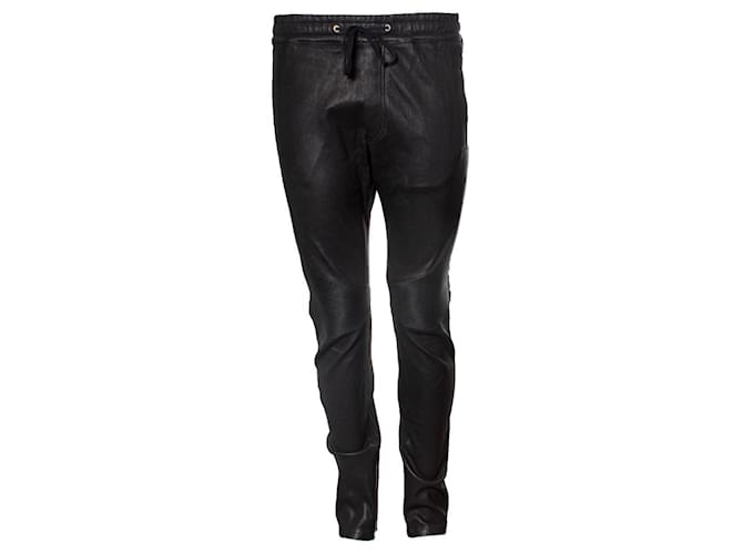 Balmain Balmaın, pantalon de survêtement motard en cuir Noir  ref.1322969