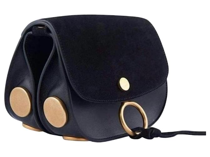 Chloé Kurtis black leather and suede shoulder bag Deerskin  ref.1323204