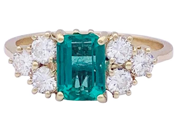 inconnue Ring aus Gelbgold, Smaragd, Diamanten. Gelbes Gold  ref.1323223