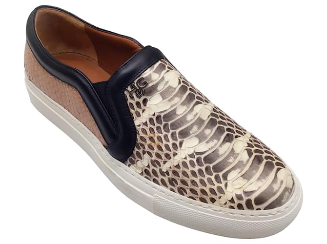 Autre Marque Givenchy Brown / Black Snake Print Slip-On Sneakers Exotic leather  ref.1323251