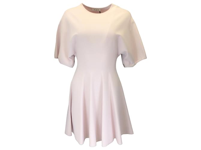 Autre Marque Alaia Light Pink Short Sleeved Flared Knit Dress Viscose  ref.1323259