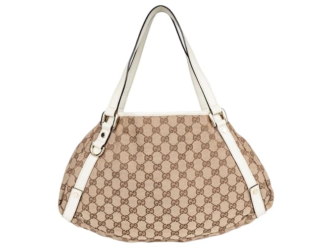 Gucci Abbey Shopper-Tasche mit GG-Monogramm Beige Leinwand  ref.1323306
