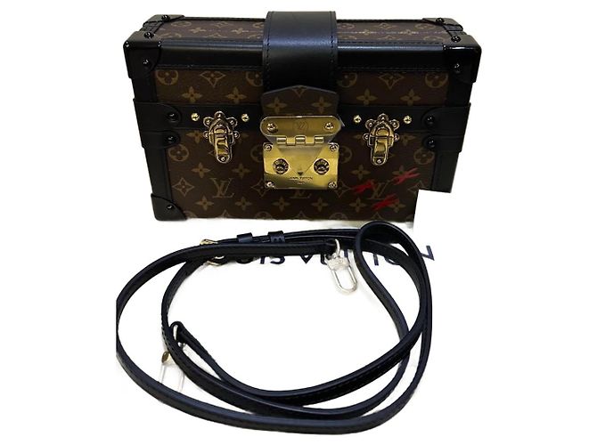 Bolso de hombro Louis Vuitton La Petite Malle Monogram y Cuero Castaño