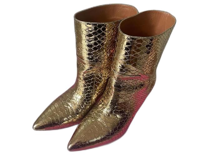 Paris Texas Ankle Boots Golden Python  ref.1323317