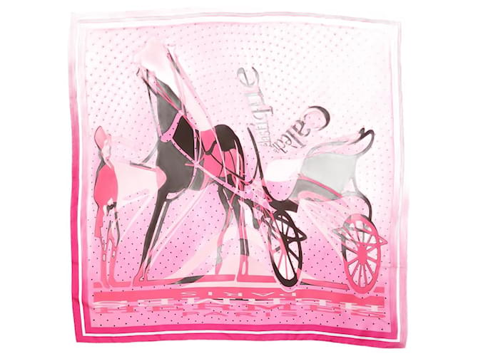 Hermès Foulard imprimé en soie rose  ref.1323522