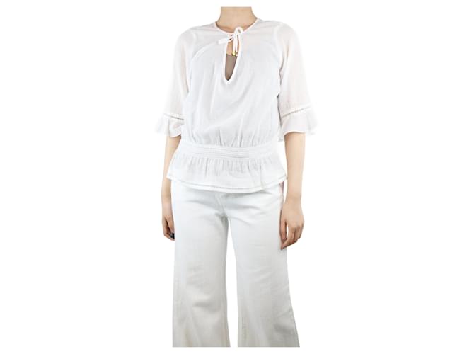 Heidi Klein Blanquecino 7/8 top de algodón transparente con mangas - talla L Blanco  ref.1323525