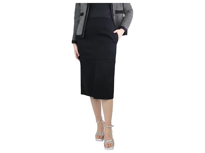 Céline Black wool slit midi skirt - size UK 10  ref.1323535