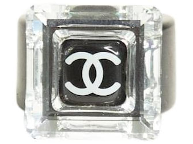 Chanel Anello CC acrilico nero  ref.1323539