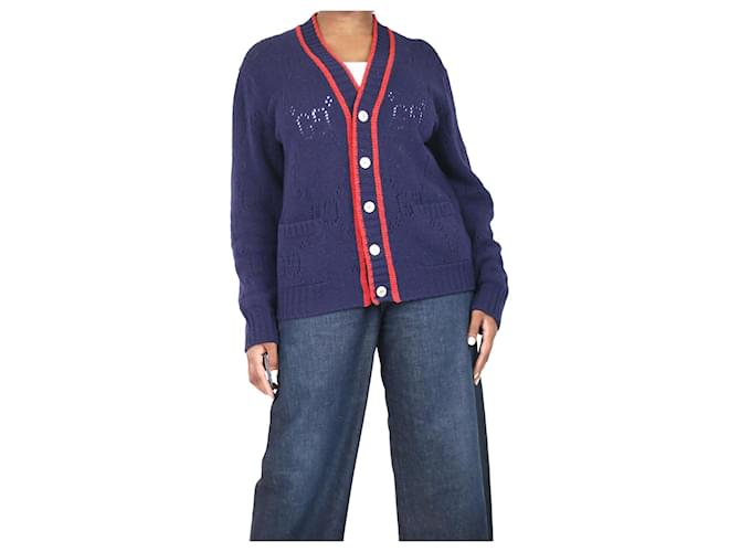 Gucci Navy button-up wool cardigan - size XL Navy blue  ref.1323543