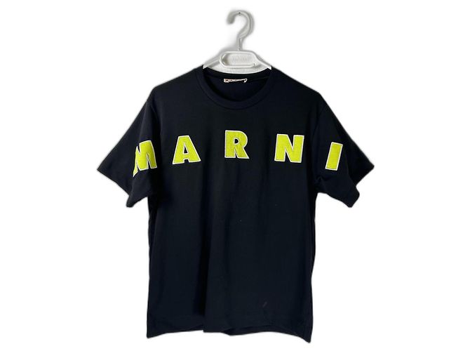 T-shirt Marni in cotone nero multicolore